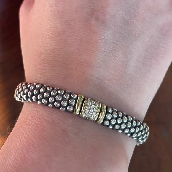 Silver Caviar Bracelet with 18k Gold